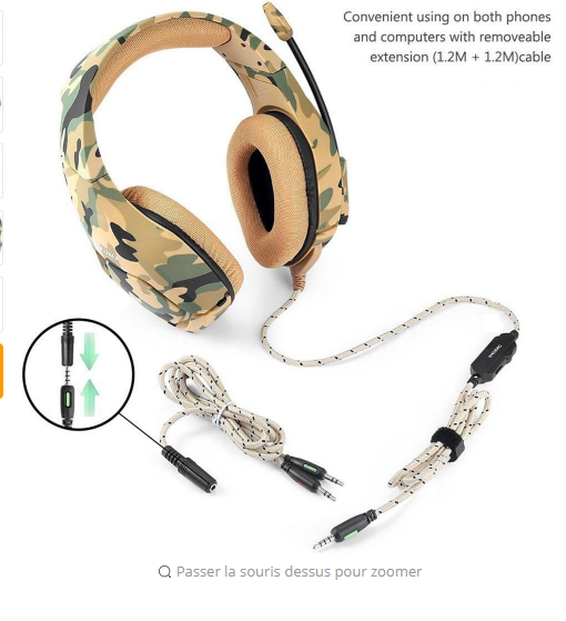 Camouflage Gaming Headset with Microphone & Deep Bass